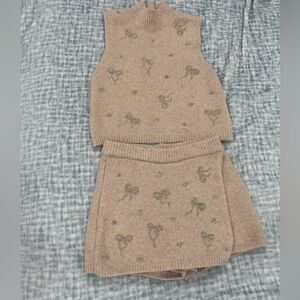 Zara Beige Knit Top and Skort Set